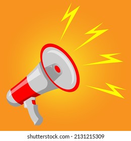 Simple Flat Red Speaker Toa Megaphone Illustration Design on Yellow Background Template Vector