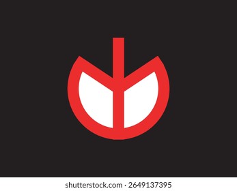 Simple Flat Red and White Abstract Shape Icon Symbol Graphic