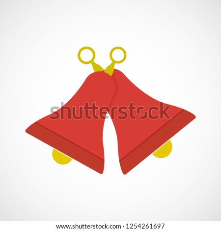 Simple flat red and yellow bells, vector, illustration, eps file