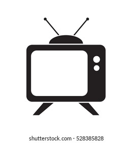Simple flat retro TV icon, grayscale on white background