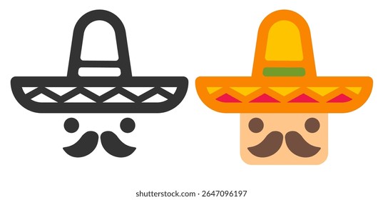 Simple flat retro-style vector logo of a Mexican man for a Mexican fast food restaurant. Mexican Fast food logo.