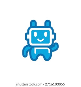 Einfache flache Roboter-Zeichen-Symbol, Linie Stil Cyborg Avatar, Technologie Bot Grafik, Digital Assistant Outline-Symbol