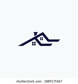 simple flat roof house icon logo
