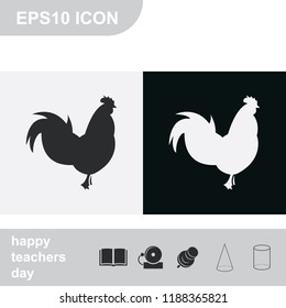 Simple flat Rooster icon. The rooster is the sign of dawn and awakening, triumph and success in New Year.
