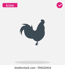 Simple flat Rooster icon. The rooster is the sign of dawn and awakening, triumph and success in New Year.