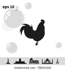 Simple flat Rooster icon. The rooster is the sign of dawn and awakening, triumph and success in New Year.