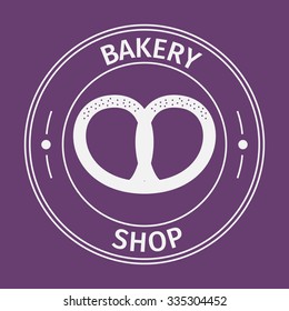 Simple flat round bakery shop icon on purple background