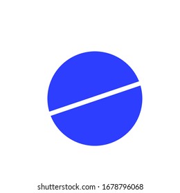 Píldora simple redonda azul aislada sobre fondo blanco. Terapia antibiótica. Vitaminas de medicamentos. Tratamiento de neumonía y coronavirus. Comprimidos. Atención de salud y farmacia. Diseño web de iconos
