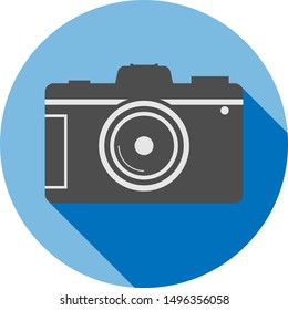 simple flat round dslr camera icon or symbol vector illustration