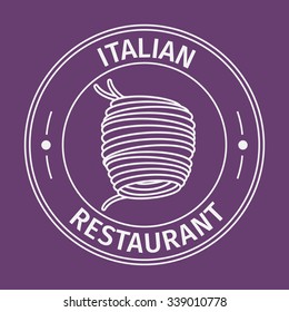 Simple flat round italian restaurant icon on purple background