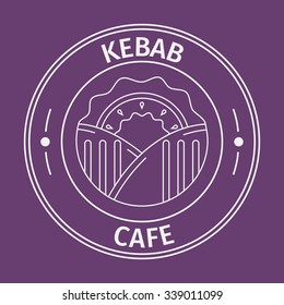 Simple flat round kebab cafe icon on purple background