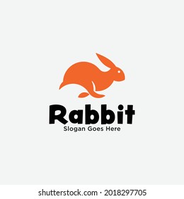 Simple Flat Running Rabbit Logo Design Template. Suitable for Rabbit Pet Shop Delivery Sport Business Brand Company Etc.