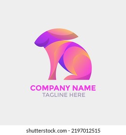 Simple Flat Running Rabbit Logo Design Template. Suitable for Rabbit Pet Shop Delivery Sport Business Brand Company Etc.