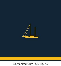 Simple flat sailboat icon.