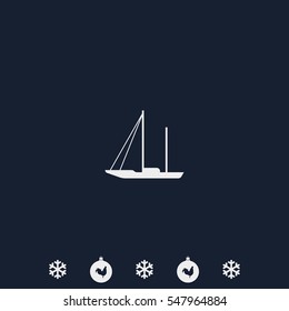 Simple flat sailboat icon.