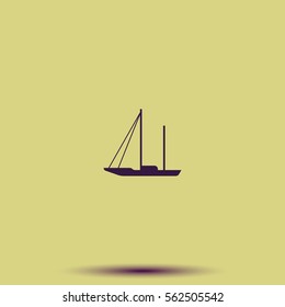 Simple flat sailboat icon.