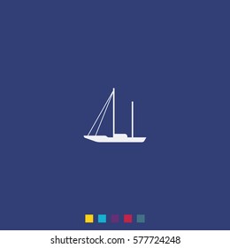 Simple flat sailboat icon.