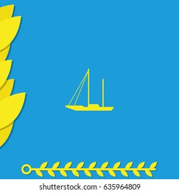 Simple flat sailboat icon.
