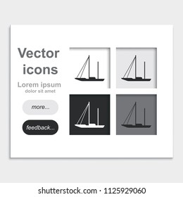 Simple flat sailboat placed on web page template vector icon.