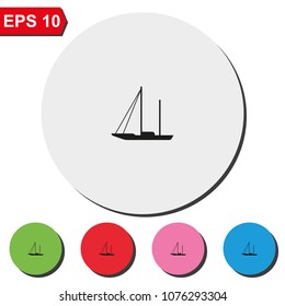 Simple flat sailboat round colorful vector icon.