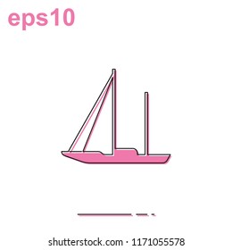 Simple flat sailboat thin line vector icon.