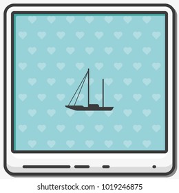 Simple flat sailboat vector icon.