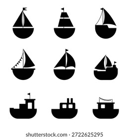 simple flat sailing ship silhouette