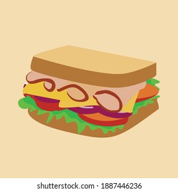 Ilustración vectorial Sándwich plana simple