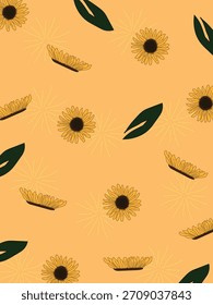 Fondo de pantalla plano simple del girasol inconsútil