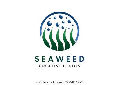 Simple flat seaweed illustration icon logo design with creative concept