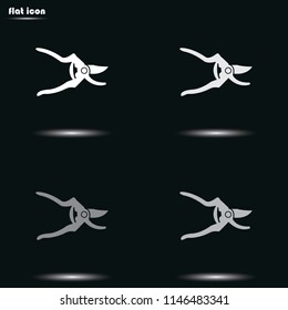 Simple flat secateurs grayscale vector icon. Garden scissors illustration.