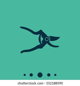 Simple flat secateurs icon. Garden scissors illustration.
