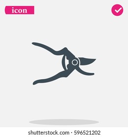 Simple flat secateurs icon. Garden scissors illustration.