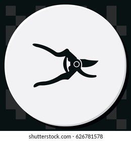 Simple flat secateurs icon. Garden scissors illustration.