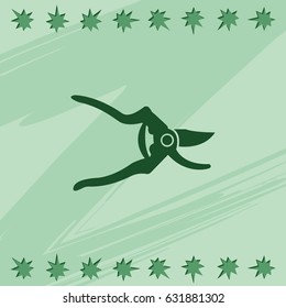 Simple flat secateurs icon. Garden scissors illustration.