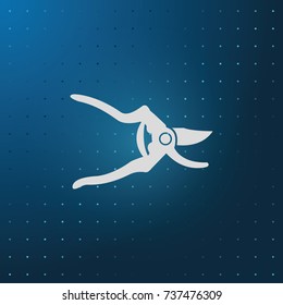 Simple flat secateurs icon. Garden scissors illustration.