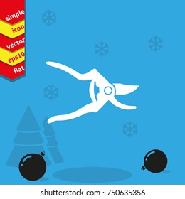 Simple flat secateurs icon. Garden scissors illustration.