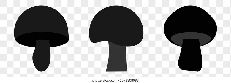 Simple flat set of various mushrooms