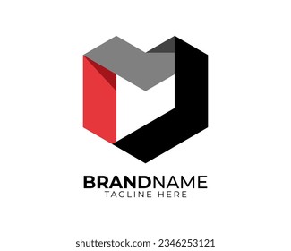 cinta plegable de sombra plana simple formando forma única del logotipo de la letra M L I