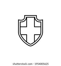simple flat shield and cross sign logo design vector