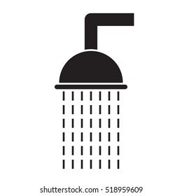 Simple flat shower icon, grayscale on white background