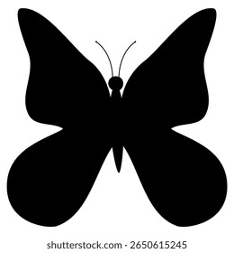 Simple flat silhouette butterflies illustration. Black butterflies collection. Silhouettes, vector isolated