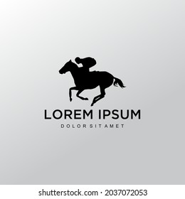 simple flat silhouette vector horse rider icon illustration logo illustration design