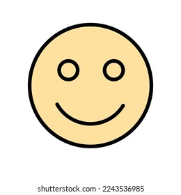 Simple flat smile emoticon emoji emotion icon in yellow orange filled color. Single.