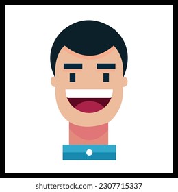 Simple flat smiling boy character design in illustrator.