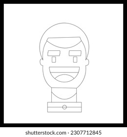 Einfache flache Lächeln Jungen Umriss Charakter Design in Illustrator.