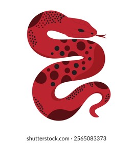 Simple flat snake with dots pattern vector illustration. Chinese New Year 2025 horoscope symbol isolated on white background