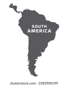Simple flat South America map grey vector