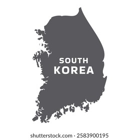 Simple flat South Korea map grey vector