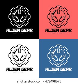 Simple flat space planet logo design template